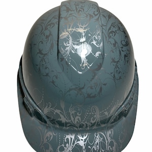 Custom Hard Hat Hydro Dipped Gray Lilies Ridgeline Cap Style