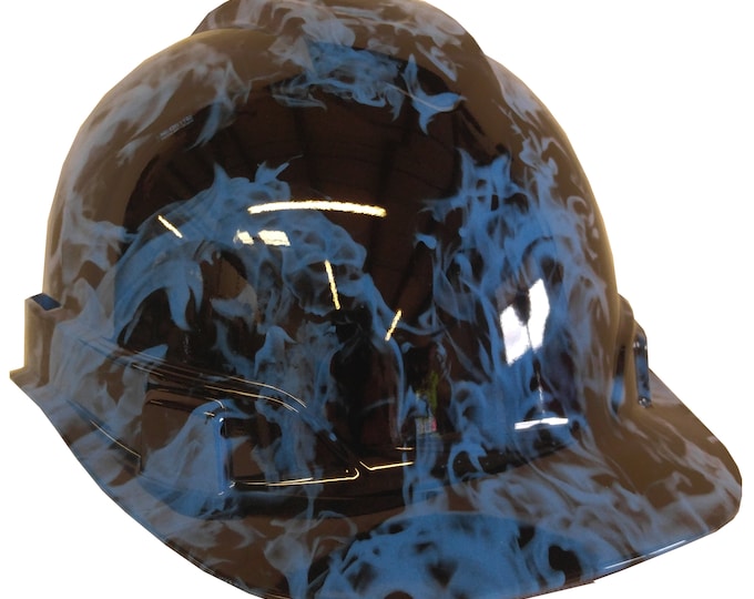 Hard Hat Rideline Cap Style Custom Light Blue Flames