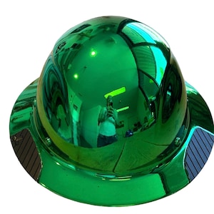 Custom Chrome Kandy Green Lift Fiber Resin Full Brim Hardhat