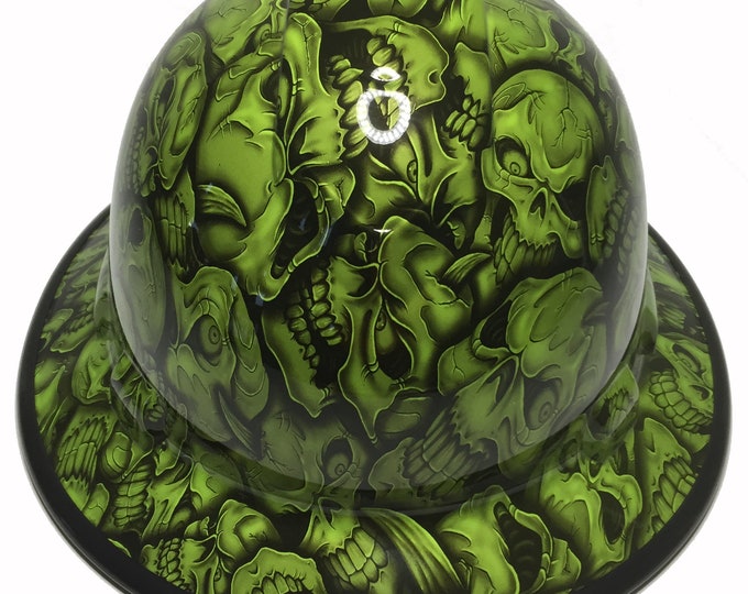 Custom Hard Hat Sublime Green Insanity Skulls Ridgeline Full Brim W/Black EdgeGard