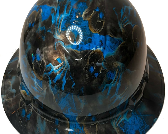 Custom Hydro Dipped Hard Hat Blue Creeper Full Brim Ridgeline