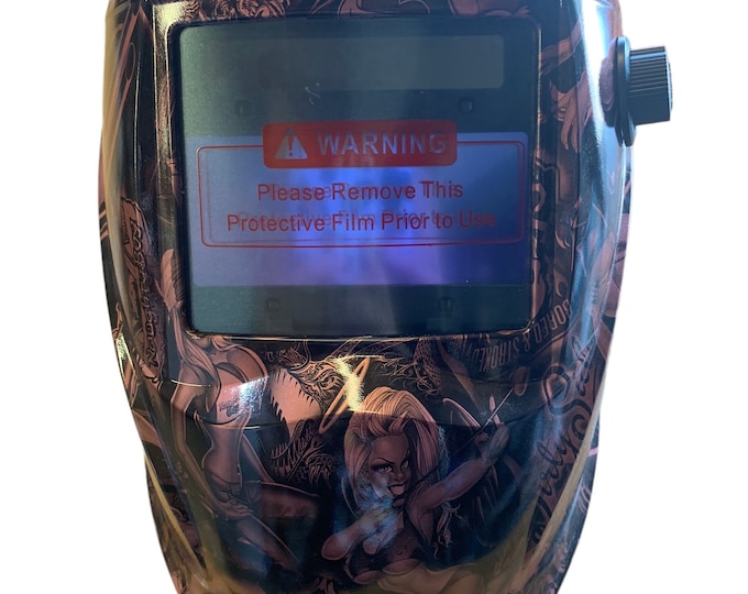 Hydro Dipped Custom Welding Helmet AUTO DARK WHAM10 Series Pearl Pink Naughty Boy