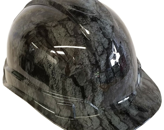 Hydro Dipped Hard Hat Ridgeline Cap Style Custom Gray Tree Bark