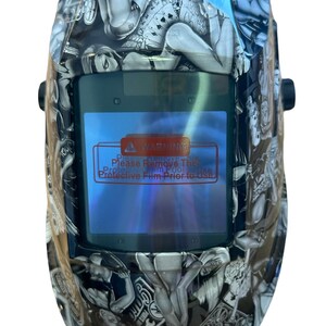 Custom Hydro Dipped Welding Helmet AUTO DARK WHAM30 Series White Naughty Boy