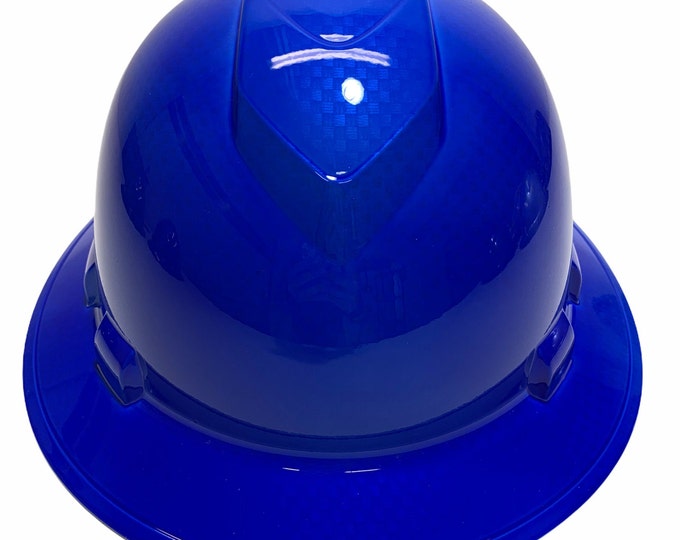 Custom Hydro Dipped Blue Carbon Fiber Hard Hat Ridgeline Full Brim
