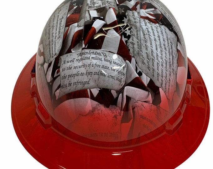 Hydro Dipped Hard Hat Ridgeline Full Brim Custom Amendments American Flags w/ red brim