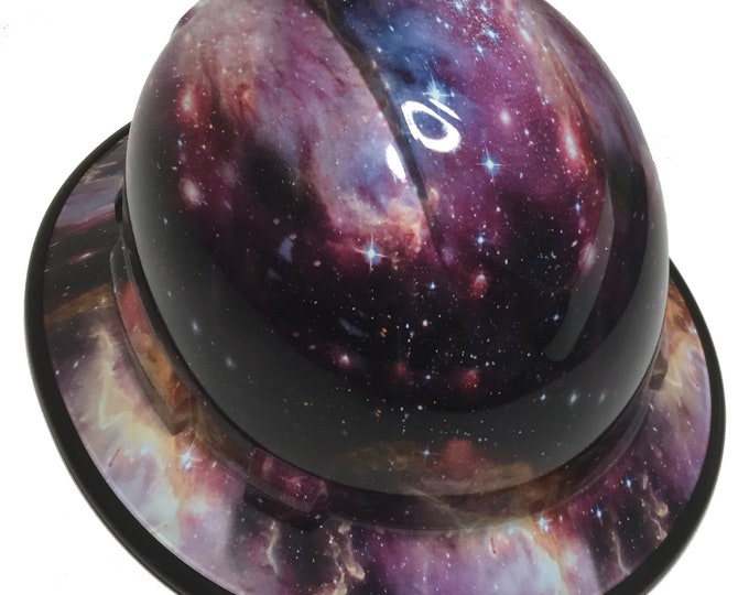 Custom Hard Hat Galaxy Hydro Dipped W/ Black EdgeGard Full Brim Ridgeline