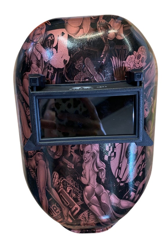 Hydro Dipped Custom Welding Helmet WHP100 Pearl Pink Naughty Boy