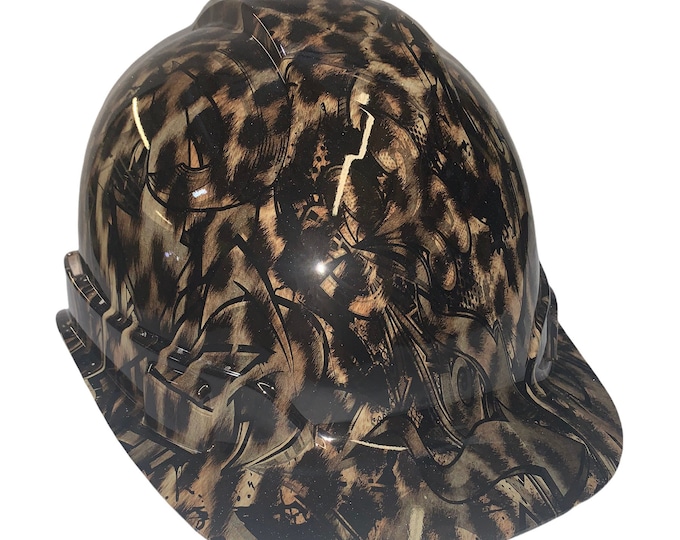 Hard Hat Ridgeline Cap Style Custom Cheetah Print Graffiti