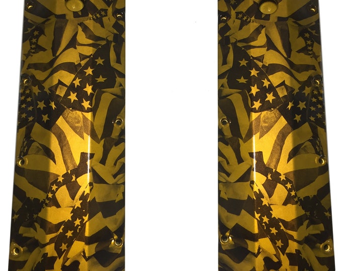 Custom Hydro Dipped HOK Gold Midnight American Flags Chevy Big Block Valve Covers Mr Gasket 6822G