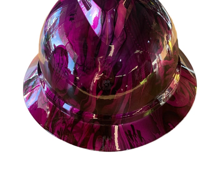 Hard Hat MSA V-Gard 500 Vented Full Brim Custom Kandy Purple Ace of skulls Hydro Dipped