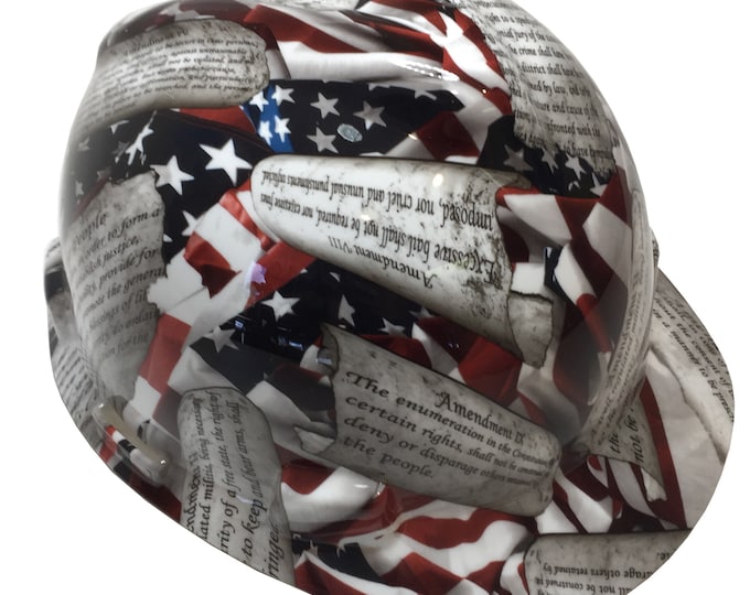 Hard Hat MSA V-Gard Cap Style Custom American Flag Amendments