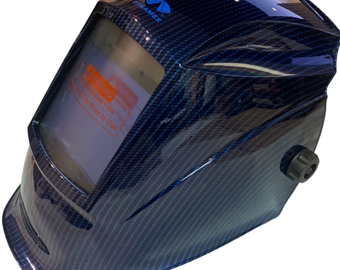 Custom Hydro Dipped Welding Mask Pyramex WHAM30 Series Auto Dark Kandy Blue Carbon Fiber