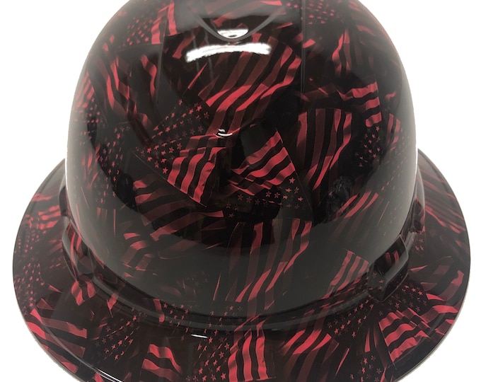 Custom Hydro Dipped Hard Hat Ridgeline Full Brim Pink Negative American Flags