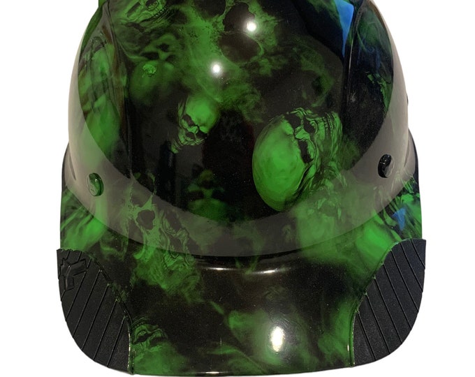 Custom Hydro Dipped Black and Green Lost Souls Lift Fifty 50 Carbon Fiber HDC50C-19OC Cap Style HardHat