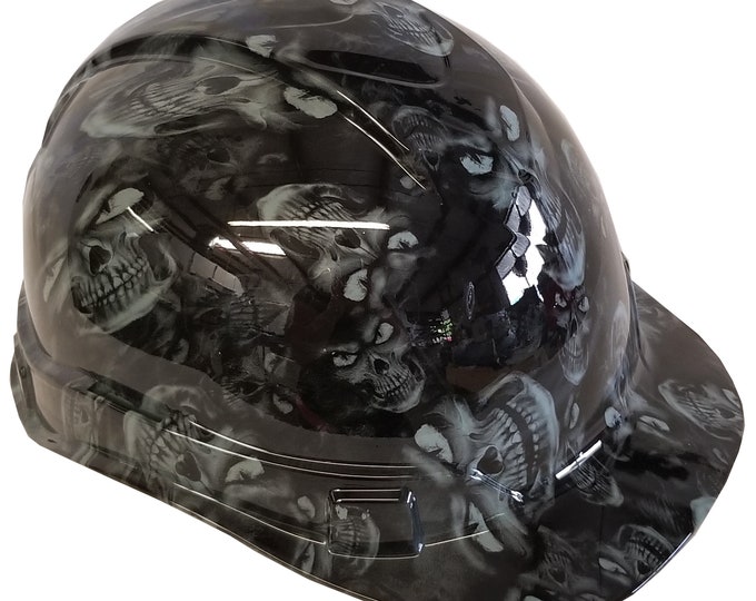Custom Hard Hat Light Gray Hades Skulls Ridgeline Cap Style