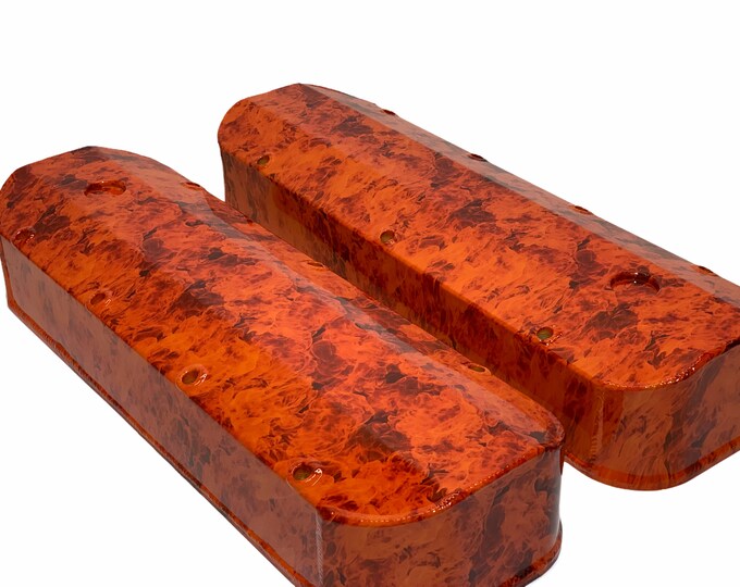 Big Block Chevy 1965-2000 Valve Cover  Mr Gasket 6831BG Chevy Orange Flames