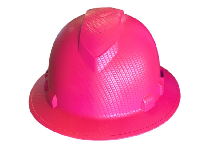 Custom Hard Hat Vented Hot Pink Carbon Fiber Hydro Dipped Full Brim Ridgeline