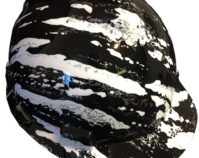 Hard Hat MSA V-Gard Cap Style Custom Hydro Dipped White Marble Splash
