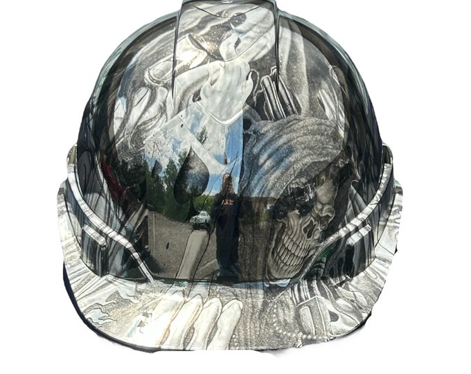 Hard Hat Ridgeline Cap Style Custom Chrome Ace of Skulls