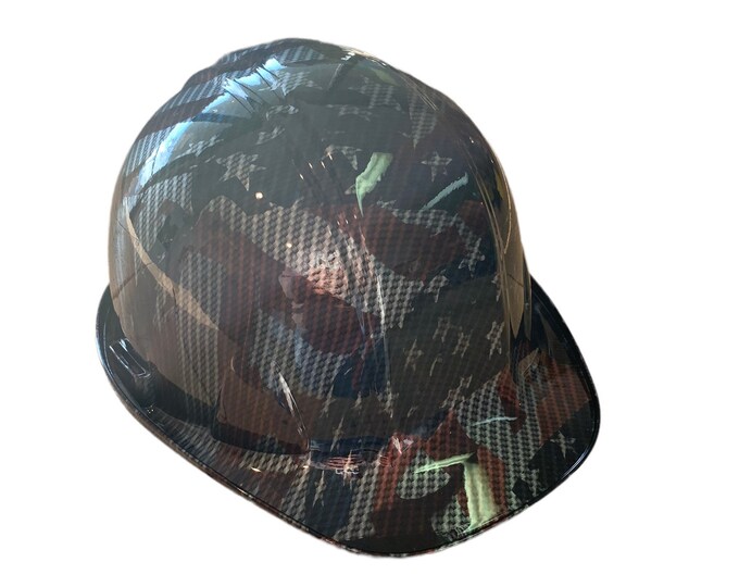 Hard Hat SL Series Cap Style Custom  Carbon Fiber American Flags Hydro Dipped