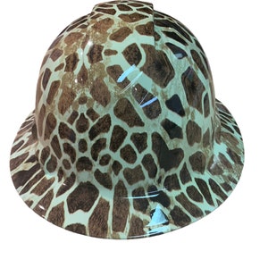 Custom Hydro Dipped Hard Hat Giraffe Ridgeline Full Brim