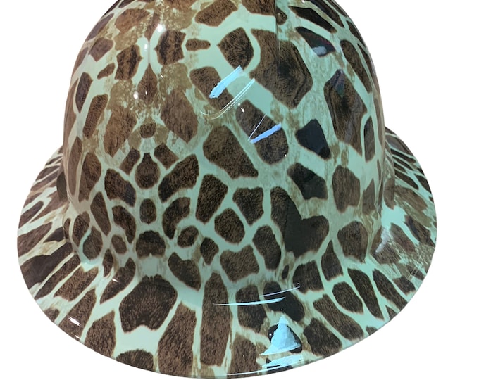 Custom Hydro Dipped Hard Hat Giraffe Ridgeline Full Brim