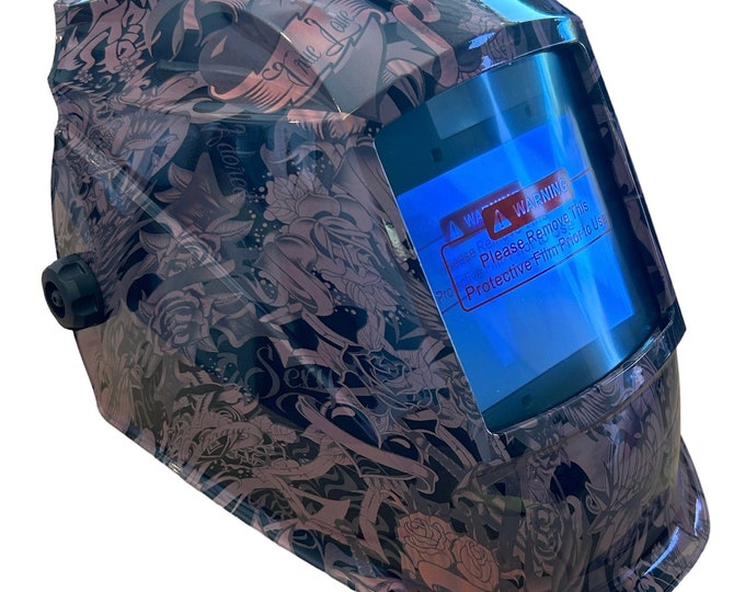 Custom Hydro Dipped Welding Helmet AUTO DARK WHAM30 Series Pearl Pink Naughty Girl