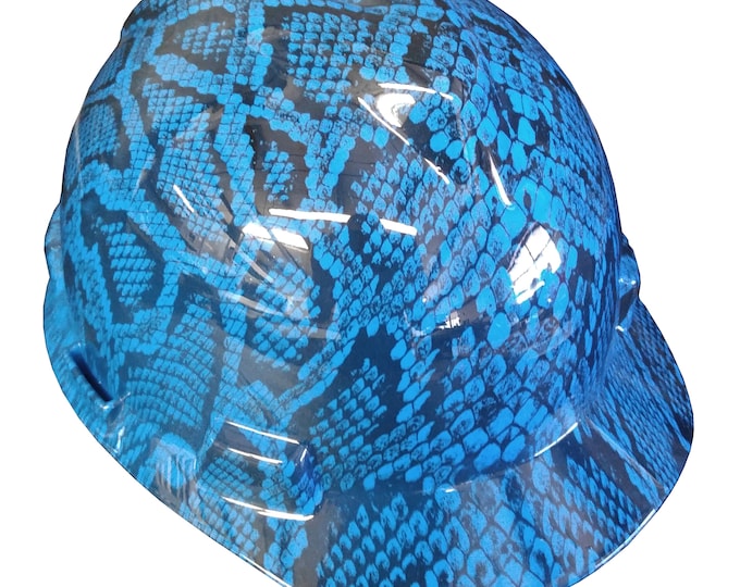 Hard Hat MSA V-Gard Cap Style Custom Blue Snake Skin
