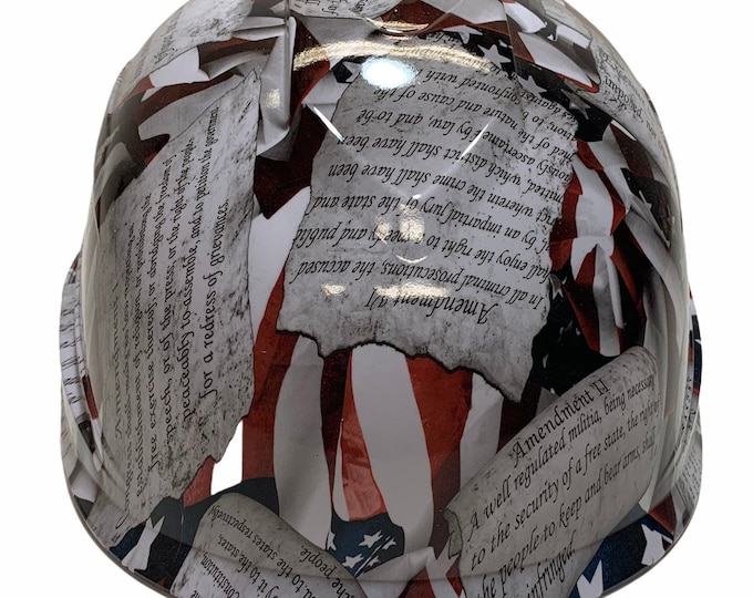 Custom Hydro Dipped White Amendments American Flags XR7 Ridgeline Climber style Hard Hat