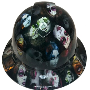 Custom Hydro Dipped Hard Hat Ridgeline Full Brim Day Of The Dead Sugar Skulls