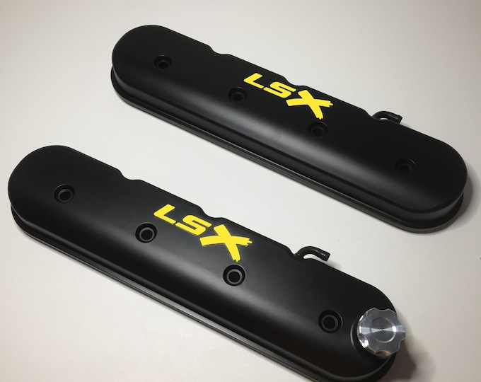 Custom LSX Valve Covers 241-407 Black With Yellow LSX