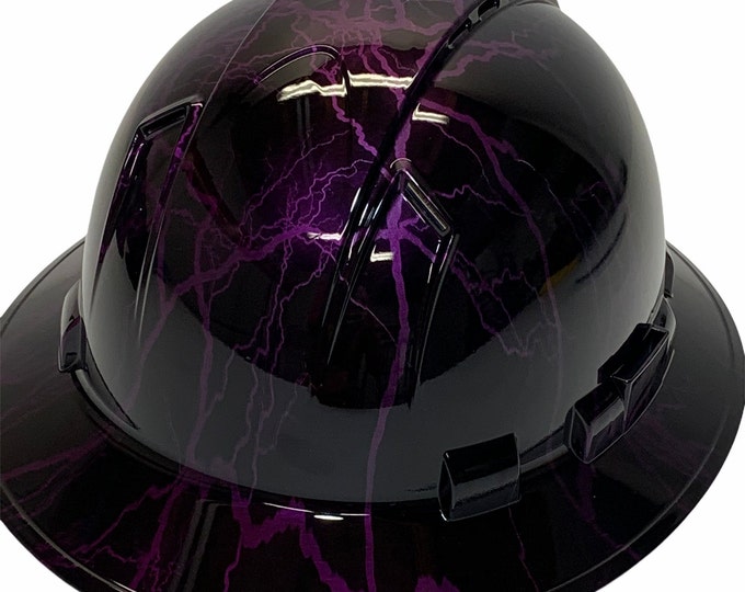 Custom Hydro Dipped Hard Hat Kandy Purple Lightning Full Brim Ridgeline Vented