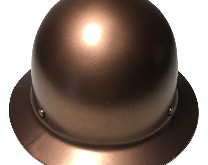 Custom Hard Hat Copper Metallic MSA SkullGard Full Brim