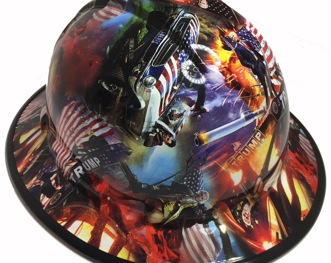 Custom Hydro Dipped Hard Hat Trump Ridgeline Full Brim W/ Black EdgeGard