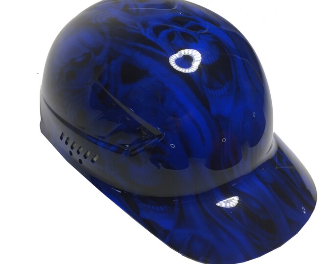 Custom Hydro Dipped Blue No Evil Skulls Bump Cap