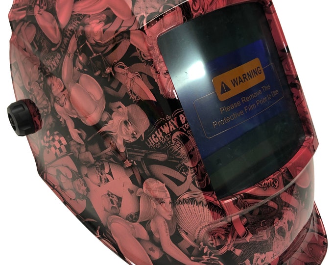 Custom Hydro Dipped Welding Mask WHAM30 Series Pink Naughty Boy