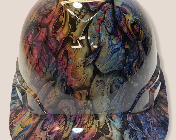 Custom Hydro Dipped Hard Hat Oil Slick Insanity Skulls Ridgeline Cap Style