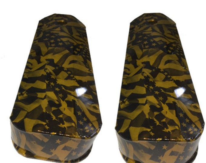 Chevy Big Block Holley Track Series Valve Covers  241-279 HOK Gold Midnight American Flags