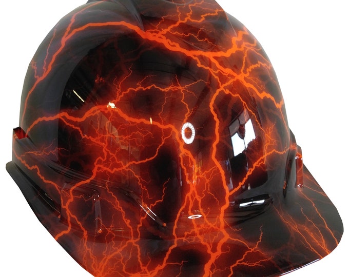 Custom Hard Hat Hi Vis Orange Lightning Ridgeline Cap Style