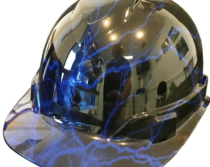 Hard Hat Ridgeline Cap Style Custom Dark Blue Lightning