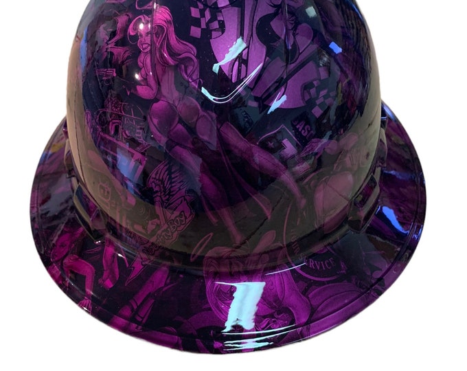 Custom Hydro Dipped Hard Hat Ridgeline Full Brim Kandy Purple Naughty boy
