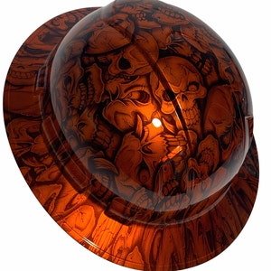 Casco protettivo idrorepellente personalizzato Ridgeline con visiera completa arancione Kandy Insanity Skulls