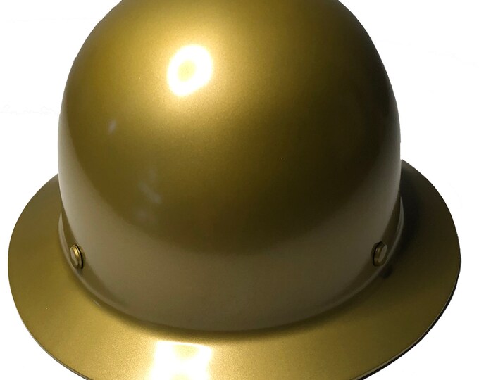 Custom Hard Hat Gold Metallic MSA Skull Full Brim