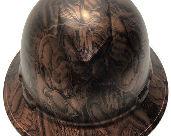 Custom Hard Hat Ridgeline Full Brim Copper Metallic Boss Skulls
