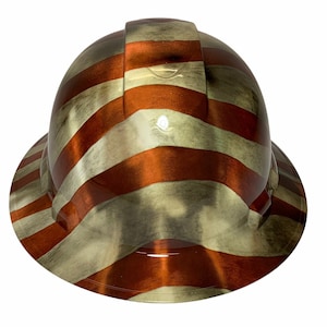 Hydro Dipped Hard Hat Ridgeline Full Brim Custom Patriotic Stripes