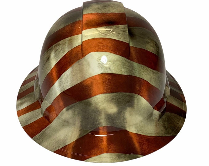 Hydro Dipped Hard Hat Ridgeline Full Brim Custom Patriotic Stripes