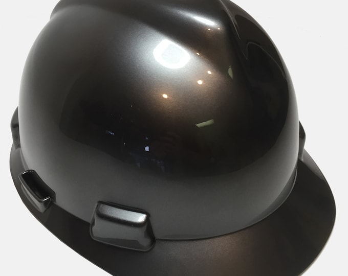 Custom Painted Hard Hat Metallic Graphite MSA V-Gard Cap Style