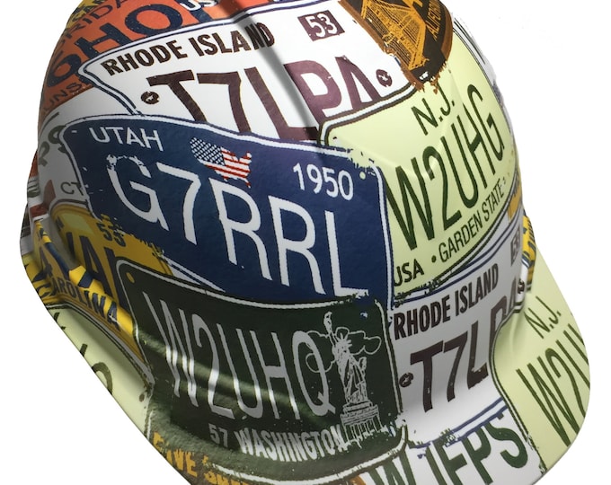 Hard Hat Ridgeline Cap Style Custom White License Plates
