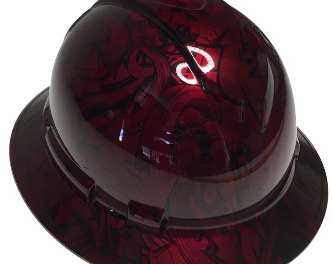 Custom Hard Hat Brandywine Red Graffiti Hydro Dipped Ridgeline Full Brim